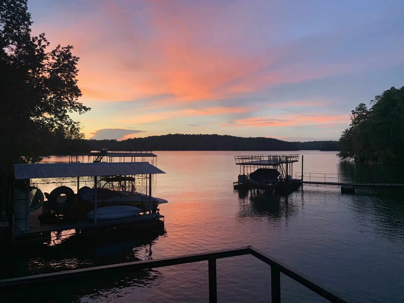 Sunset over Lake Lanier from the dock